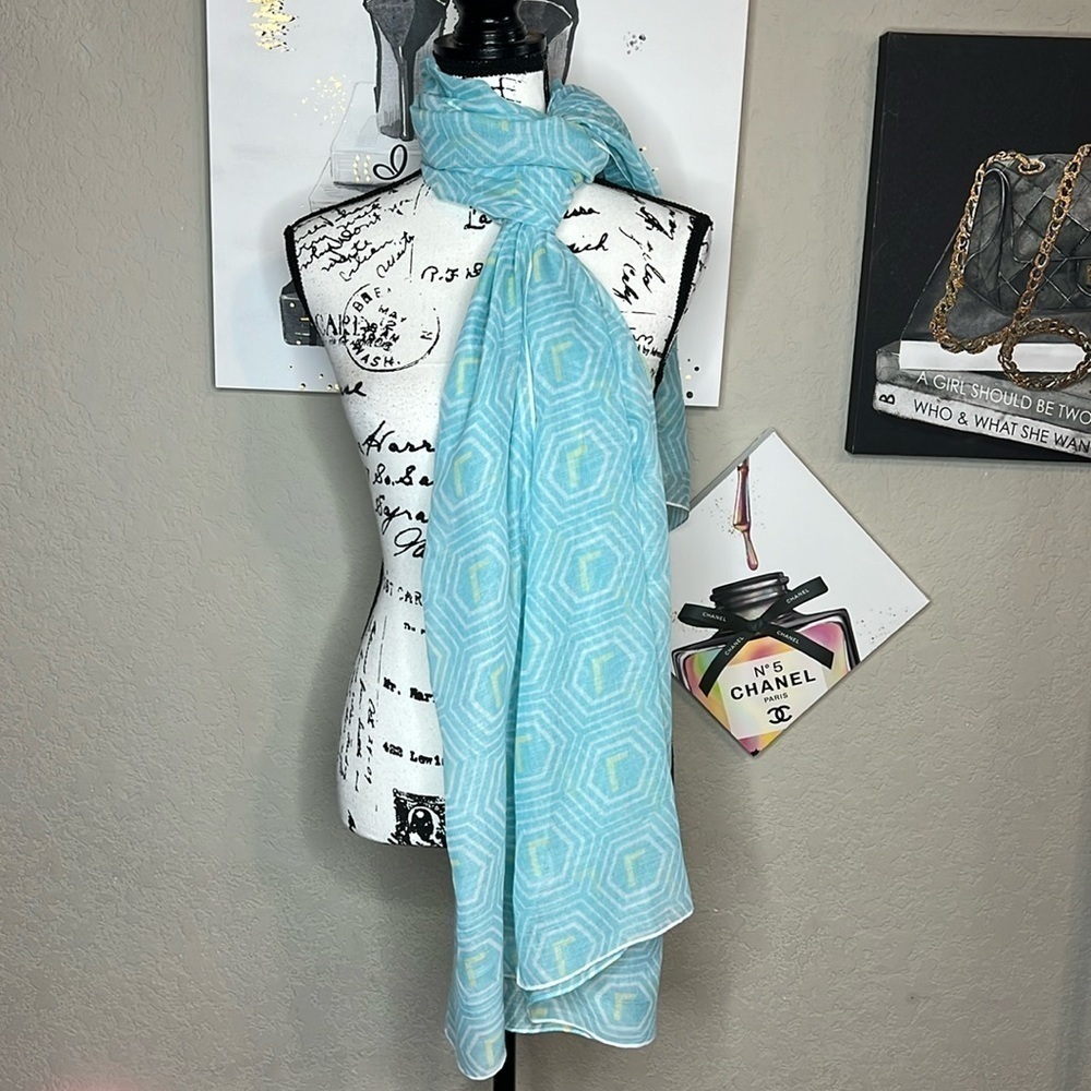 Teal/White Scarf/Wrap